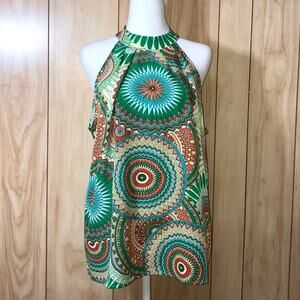 Shein Mandala Halter Neckline Keyhole Back Sleeveless Top XL